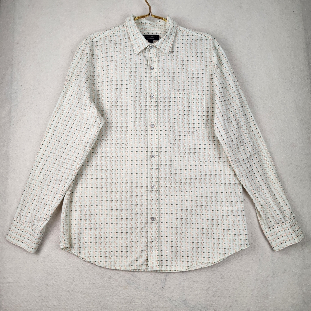 Banana Republic Standard Fit Mens Sz Large Leaf Print Long Sleeve Button Shirt